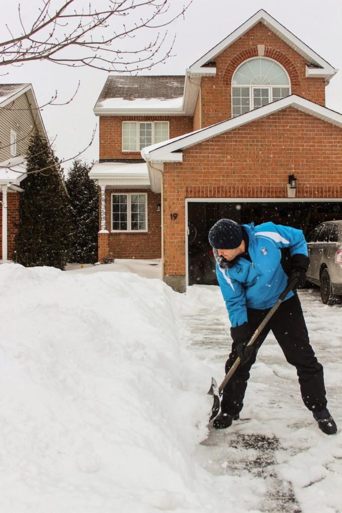 Clearing snow in Canada.
