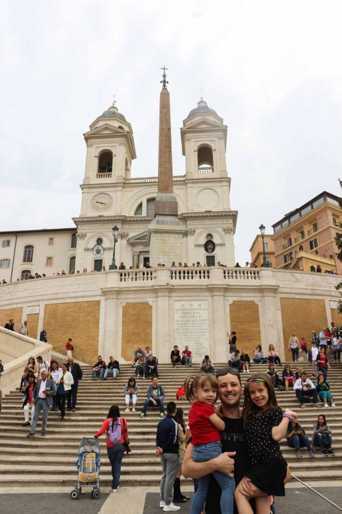 Diego Alice and Diana at the Spanish Steps with church on top