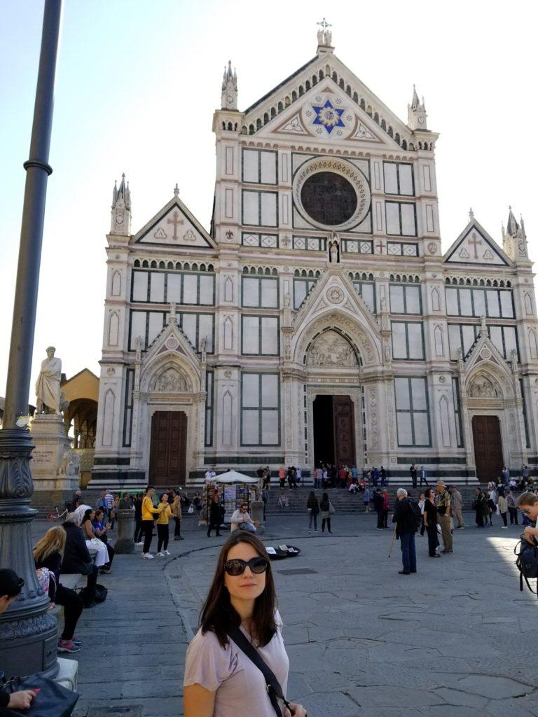 Adriane in front of the Basilica Santa Croce